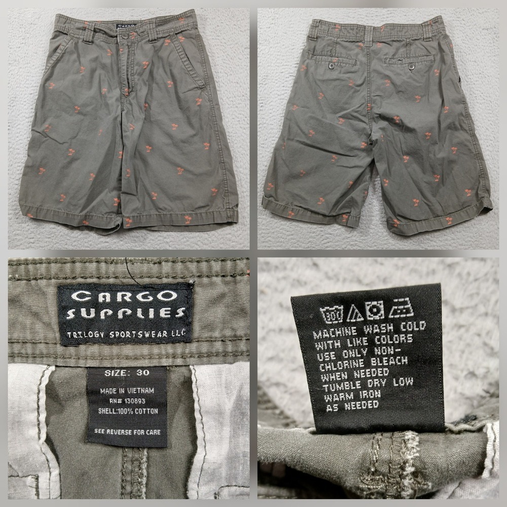 Cargo Supplies Shorts Men's 30 Olive Green‎ Print Casual Cotton